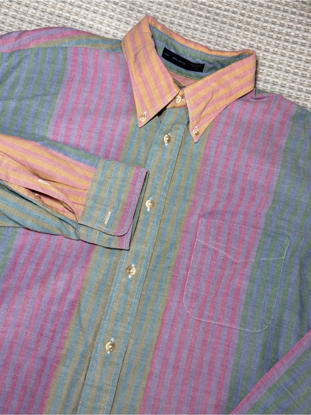 BD Baggies Button Down Shirt Men XL Tall Vertical Striped 90s Ivy Preppy Vintage